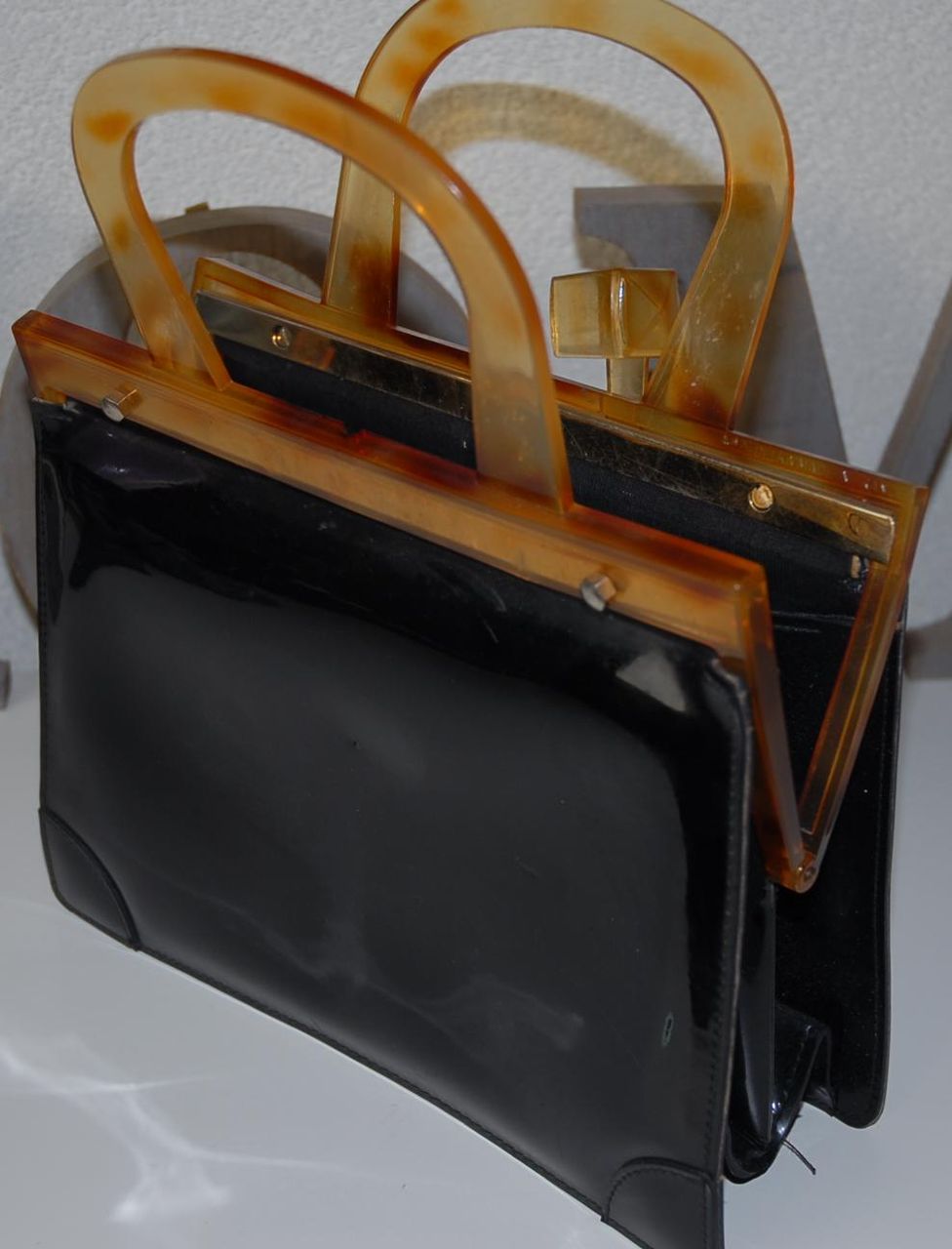 Vintage Delka France Plastic Faux Tortoise Shell Handbag Vintage Delka France Plastic Faux Tortoise Shell Handbag