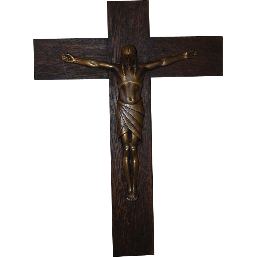 Art Nouveau Finest Quality Wooden Bronze Wall Crucifix From 