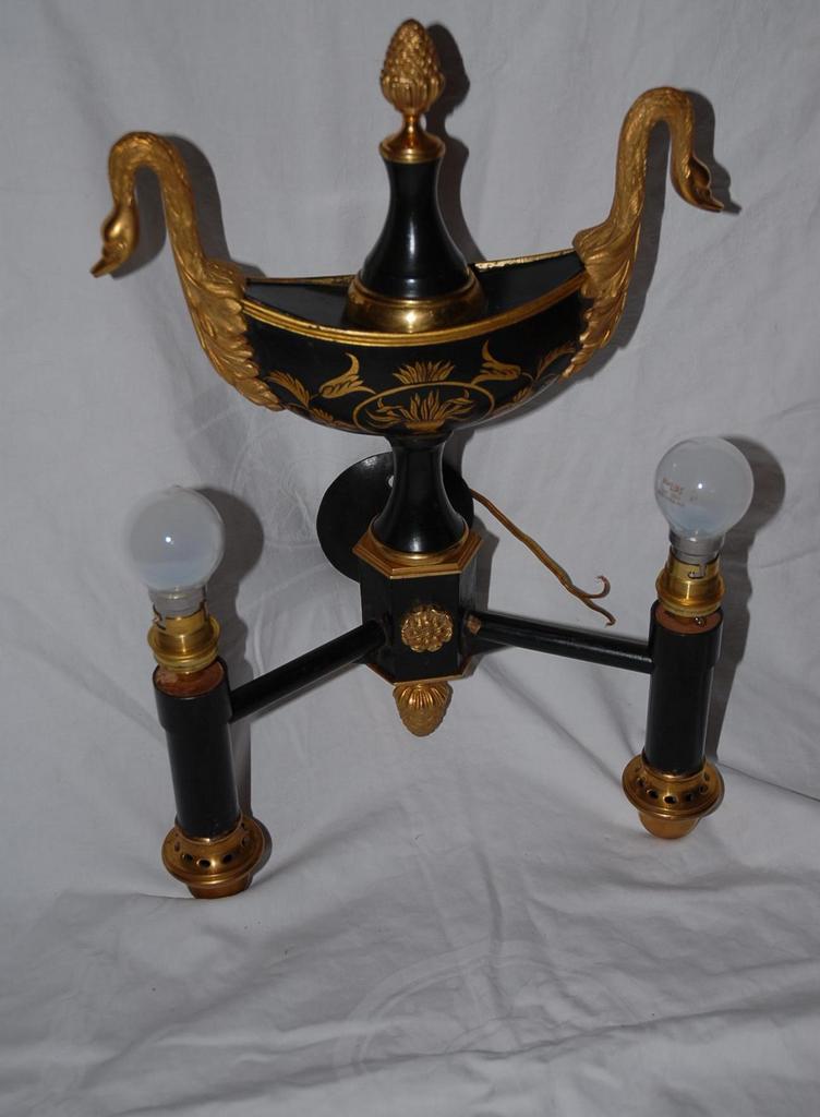 An Old Bronze Empire Style 2 light wall lamp An Old Bronze Empire Style 2 light wall lamp