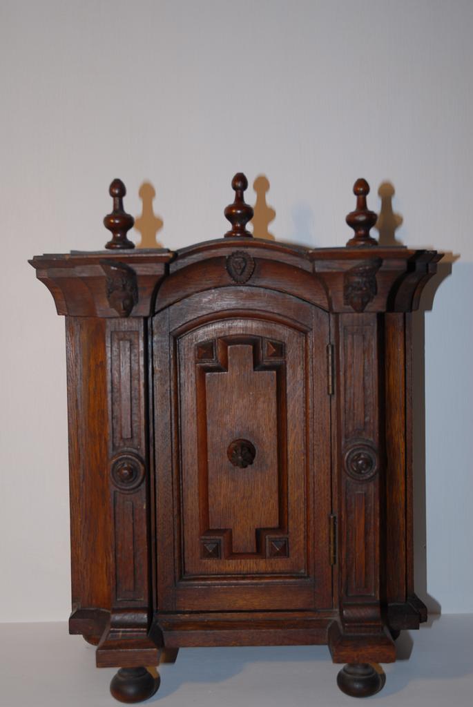 A Rare Antique Finest Quality Carved Wood(oak) Miniature Table Cabinet A Rare Antique Finest Quality Carved Wood(oak) Miniature Table Cabinet