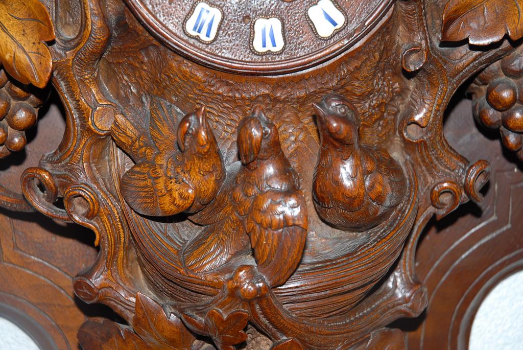 A Large Rare Antique Finest Carved Wood(Walnut) Swiss Black Forest Hunting Clock A Large Rare Antique Finest Carved Wood(Walnut) Swiss Black Forest Hunting Clock
