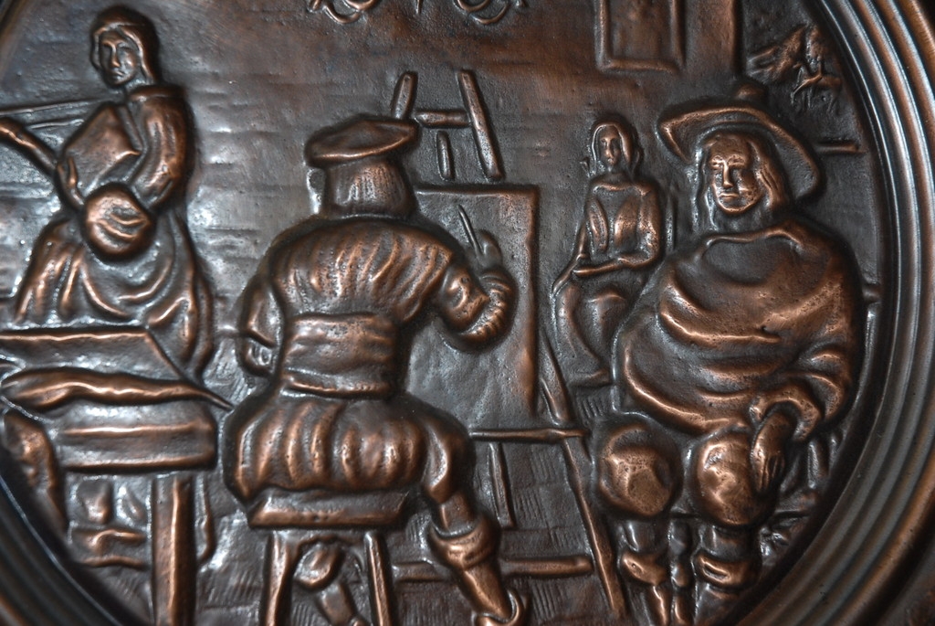 An Antique Copper Decorative Wall Relief / Plate, portrait painter An Antique Copper Decorative Wall Relief / Plate, portrait painter