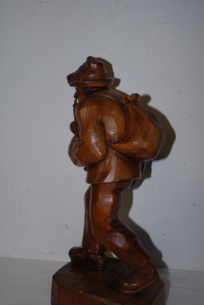 A Large Black Forest Fine Carved Wooden Figure , Man with Pipe A Large Black Forest Fine Carved Wooden Figure , Man with Pipe