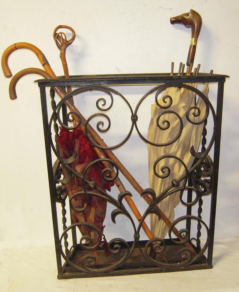 A Heavy Antique Scrolled Quality Wrought Iron Umbrella/Cane Stand Display A Heavy Antique Scrolled Quality Wrought Iron Umbrella/Cane Stand Display