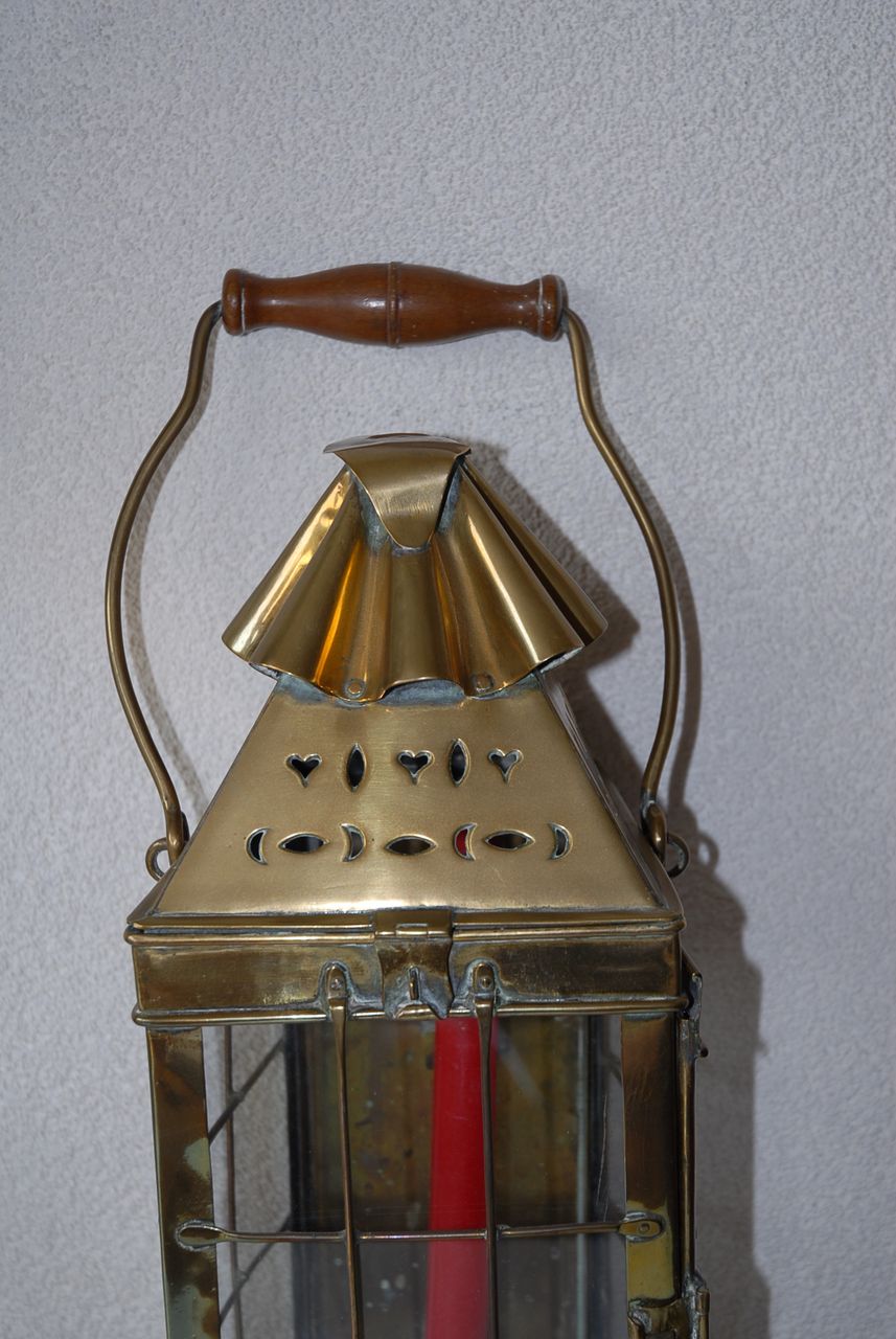 Antique Quality Thick Brass Candle Lantern, circa 1800 from