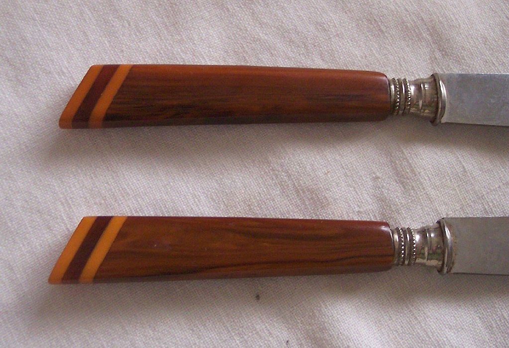 Vintage BAKELITE Kitchenware Flatware Fruit Knives Pair Two-Toned Bakelite Hallmarked ROSTFREI SOLINGEN Vintage BAKELITE Kitchenware Flatware Fruit Knives Pair Two-Toned Bakelite Hallmarked ROSTFREI SOLINGEN
