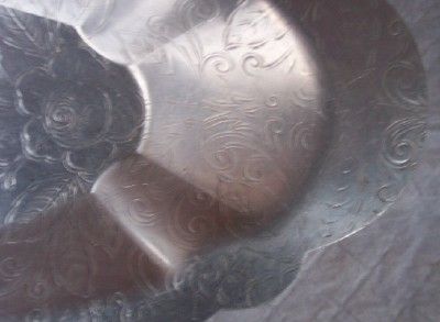 Vintage HAMMERED ALUMINUM Tray Marked Federal Silver Co. Floral Motif Vintage HAMMERED ALUMINUM Tray Marked Federal Silver Co. Floral Motif