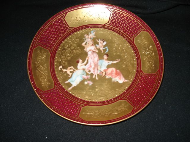 Early austrian 9 7/8" portrait plate w/ gold background and cherubs Early austrian 9 7/8" portrait plate w/ gold background and cherubs