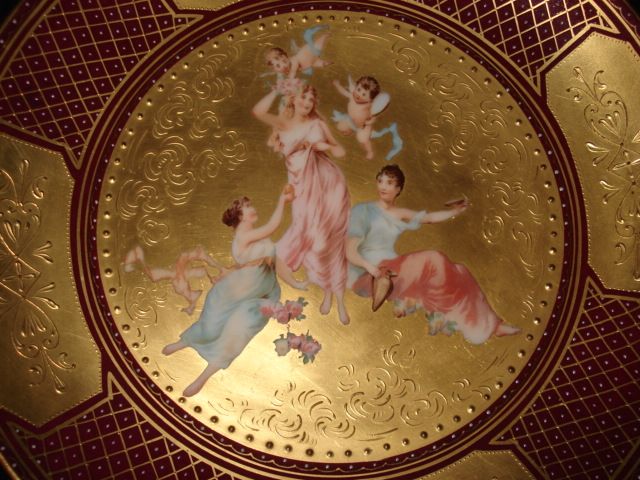 Early austrian 9 7/8" portrait plate w/ gold background and cherubs Early austrian 9 7/8" portrait plate w/ gold background and cherubs