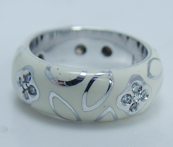 Designer Jewelry La Nouvelle Bague White Enamel Diamond Band Ring Size ...