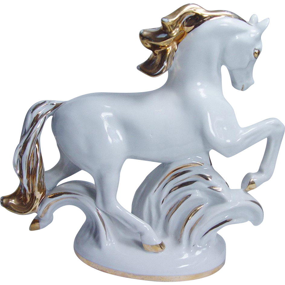 Vintage Soviet USSR Large Horse Gold Plated accent Figurine Collectible LFZ Lomonosov Factory Vintage Soviet USSR Large Horse Gold Plated accent Figurine Collectible LFZ Lomonosov Factory
