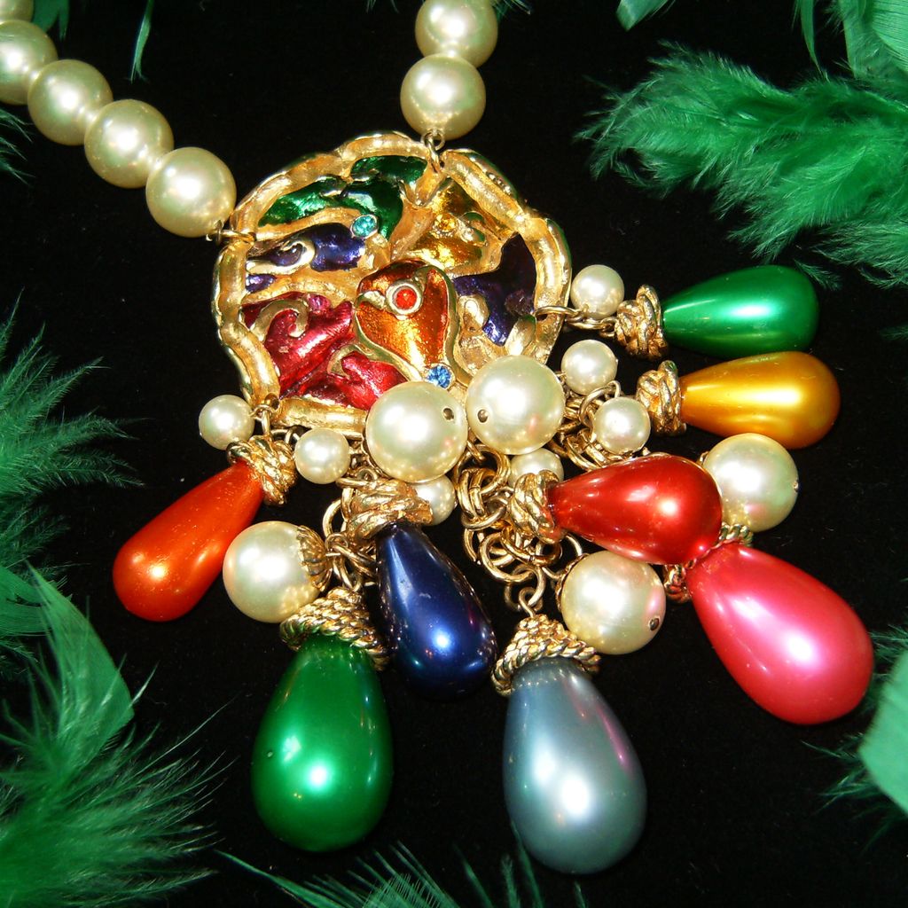 "JACKY DE G" FRANCE~Huge Massive Simulated Pearl/Rhinestone Runway Necklace "JACKY DE G" FRANCE~Huge Massive Simulated Pearl/Rhinestone Runway Necklace