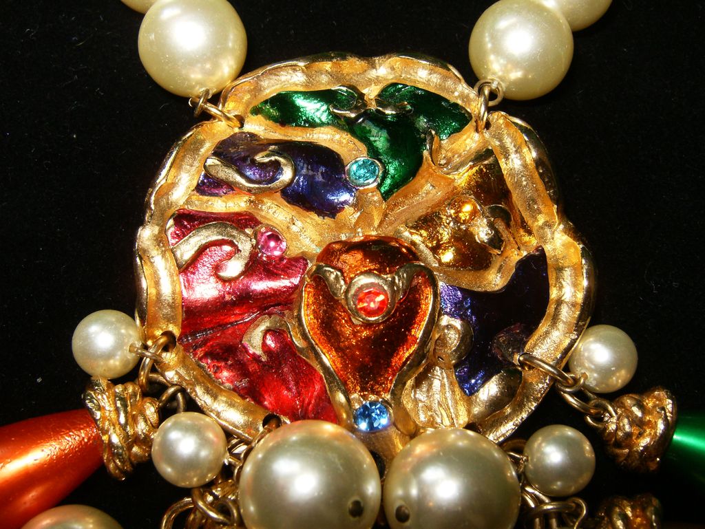 "JACKY DE G" FRANCE~Huge Massive Simulated Pearl/Rhinestone Runway Necklace "JACKY DE G" FRANCE~Huge Massive Simulated Pearl/Rhinestone Runway Necklace
