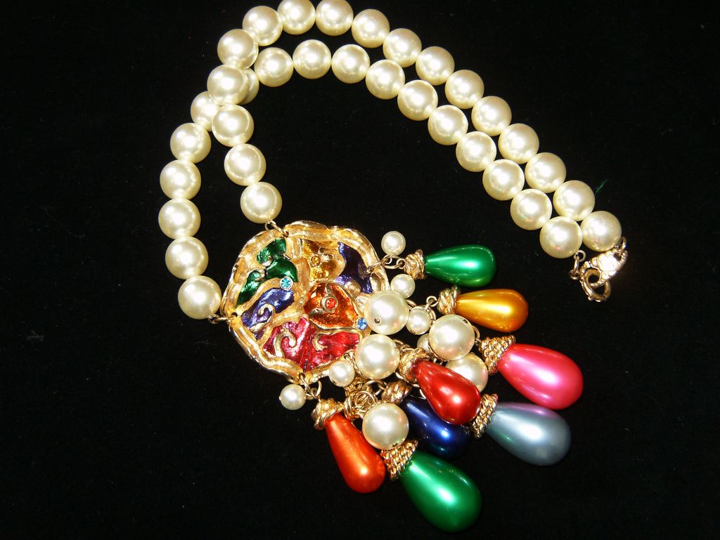 "JACKY DE G" FRANCE~Huge Massive Simulated Pearl/Rhinestone Runway Necklace "JACKY DE G" FRANCE~Huge Massive Simulated Pearl/Rhinestone Runway Necklace