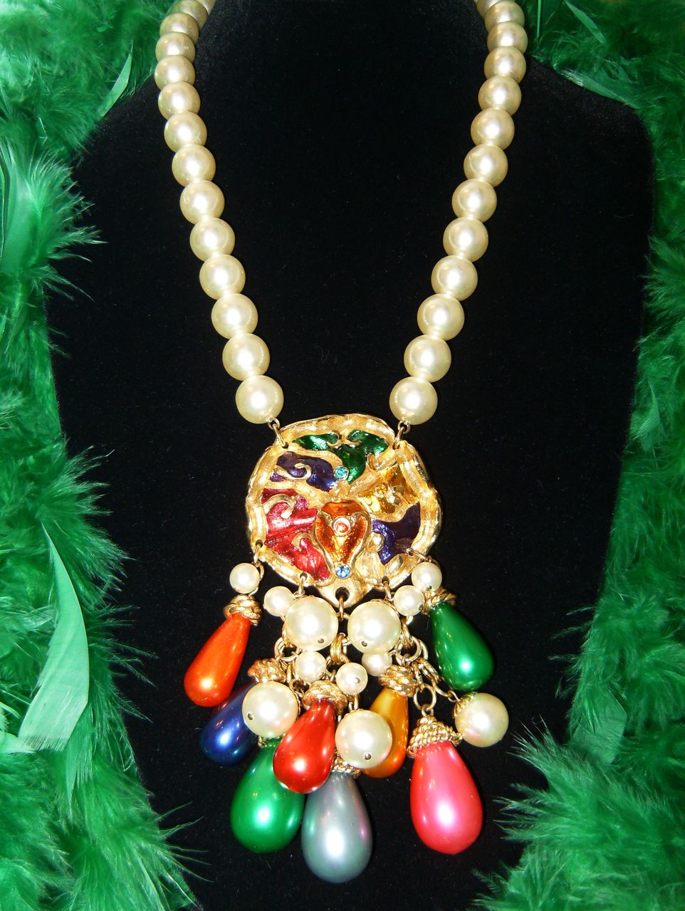 "JACKY DE G" FRANCE~Huge Massive Simulated Pearl/Rhinestone Runway Necklace "JACKY DE G" FRANCE~Huge Massive Simulated Pearl/Rhinestone Runway Necklace