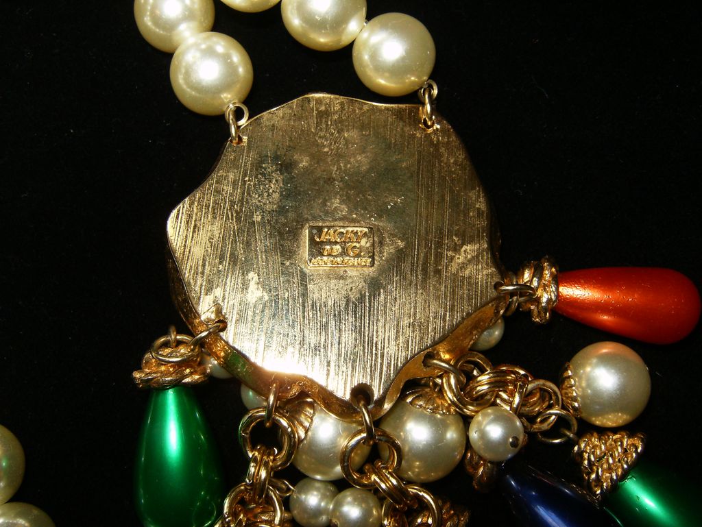 "JACKY DE G" FRANCE~Huge Massive Simulated Pearl/Rhinestone Runway Necklace "JACKY DE G" FRANCE~Huge Massive Simulated Pearl/Rhinestone Runway Necklace