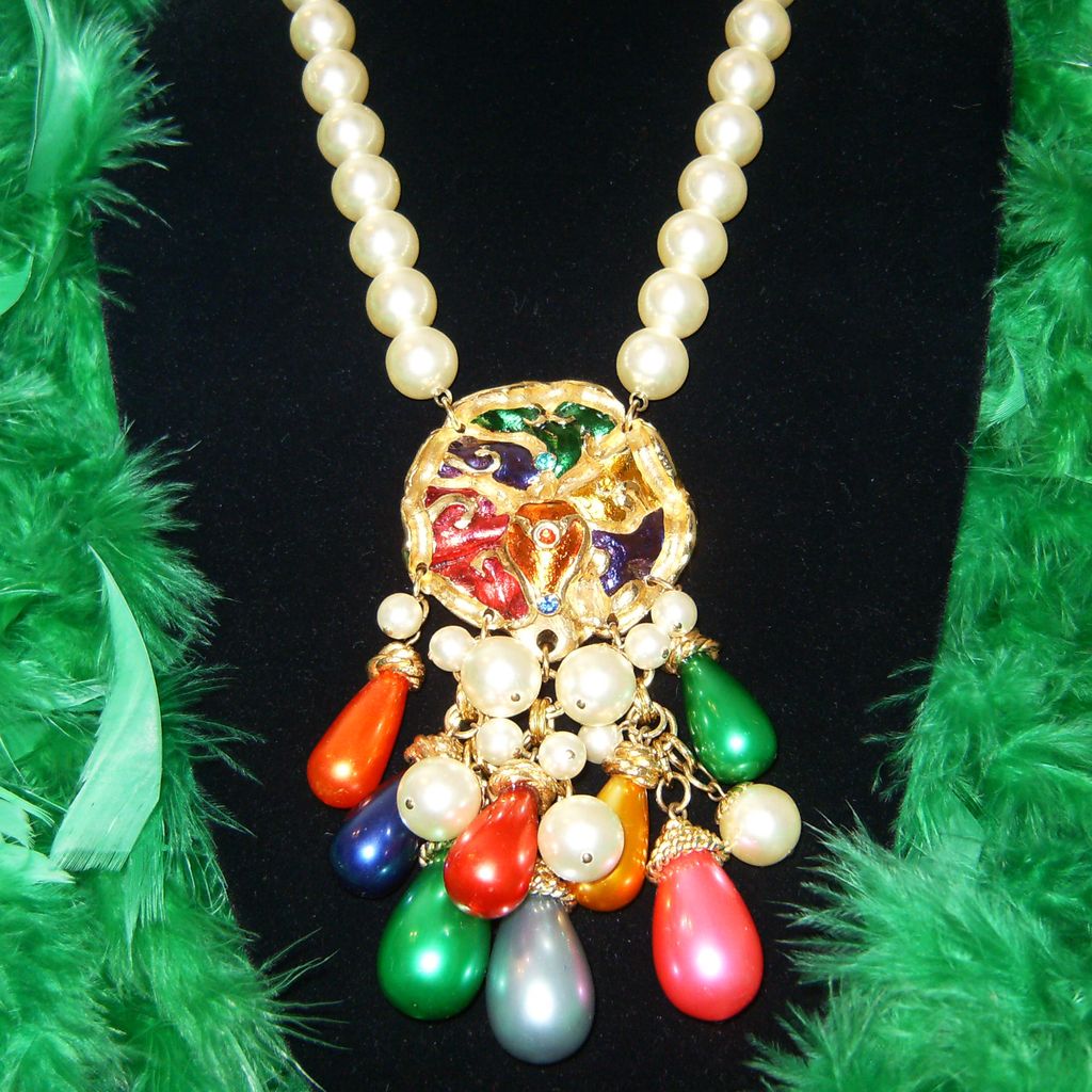 "JACKY DE G" FRANCE~Huge Massive Simulated Pearl/Rhinestone Runway Necklace "JACKY DE G" FRANCE~Huge Massive Simulated Pearl/Rhinestone Runway Necklace