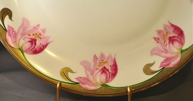 Antique P V Vessra of Germany Floral Hand Painted Porcelain Charger Antique P V Vessra of Germany Floral Hand Painted Porcelain Charger