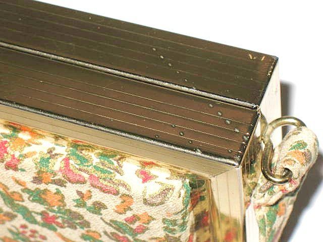 1950s Vintage Lovely Box Purse with Floral Fabric Panels 1950s Vintage Lovely Box Purse with Floral Fabric Panels