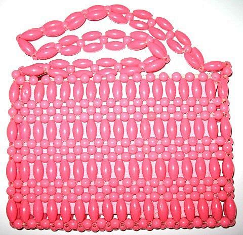 1960s Vintage Fabulous Bright Flamingo Pink Beaded Purse 1960s Vintage Fabulous Bright Flamingo Pink Beaded Purse