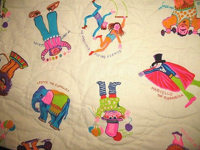 Sweet Vintage Circus Characters Baby Crib Quilt Sweet Vintage Circus Characters Baby Crib Quilt