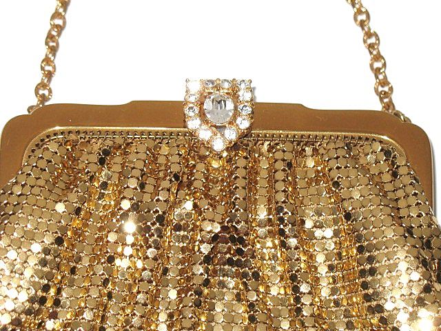1950s Vintage Whiting & Davis Mesh Metal Purse with Rhinestone Clasp 1950s Vintage Whiting & Davis Mesh Metal Purse with Rhinestone Clasp