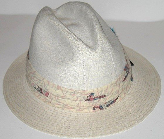 1970s Vintage Stetson Canvas Feathered Men's Fedora Hat 1970s Vintage Stetson Canvas Feathered Men's Fedora Hat
