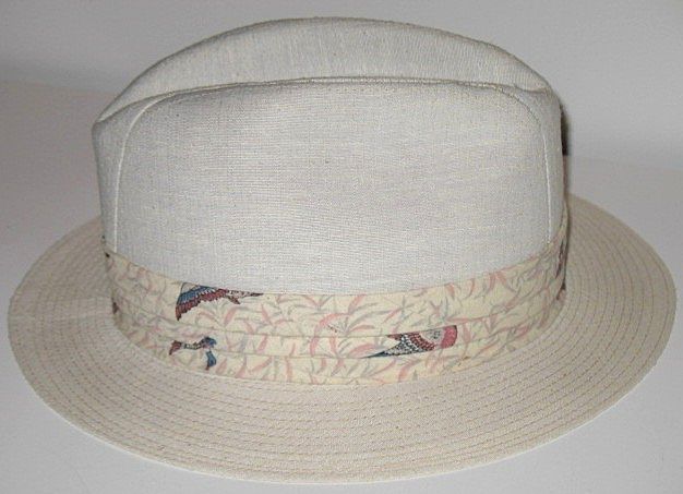 1970s Vintage Stetson Canvas Feathered Men's Fedora Hat 1970s Vintage Stetson Canvas Feathered Men's Fedora Hat