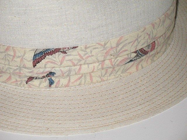 1970s Vintage Stetson Canvas Feathered Men's Fedora Hat 1970s Vintage Stetson Canvas Feathered Men's Fedora Hat