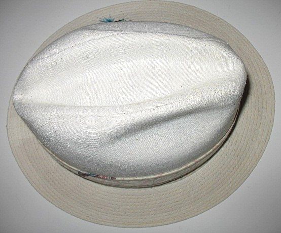 1970s Vintage Stetson Canvas Feathered Men's Fedora Hat 1970s Vintage Stetson Canvas Feathered Men's Fedora Hat