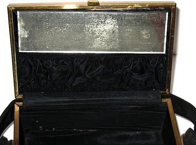 1950s Fabric Topped Metal Footed Box Purse 1950s Fabric Topped Metal Footed Box Purse