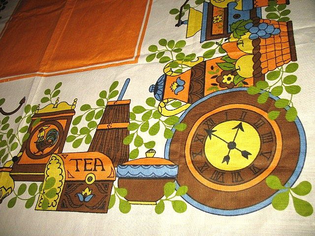 Retro 60s Tablecloth & Vera Hand Towels Linens Lot Retro 60s Tablecloth & Vera Hand Towels Linens Lot