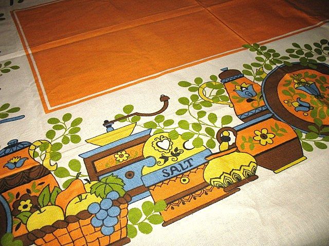 Retro 60s Tablecloth & Vera Hand Towels Linens Lot Retro 60s Tablecloth & Vera Hand Towels Linens Lot