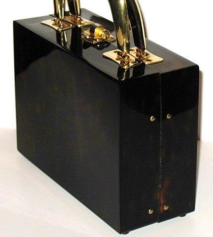 1950s Flah Co Tortoise Shell Lucite Footed Box Purse 1950s Flah Co Tortoise Shell Lucite Footed Box Purse