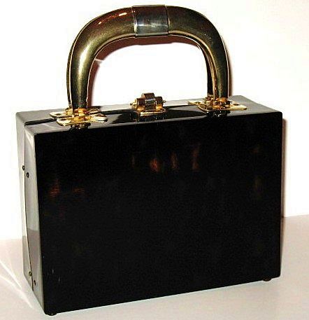 1950s Flah Co Tortoise Shell Lucite Footed Box Purse 1950s Flah Co Tortoise Shell Lucite Footed Box Purse