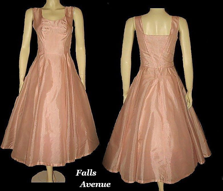 1950s Vintage Dress Coral Pink Organza Size XS 1950s Vintage Dress Coral Pink Organza Size XS