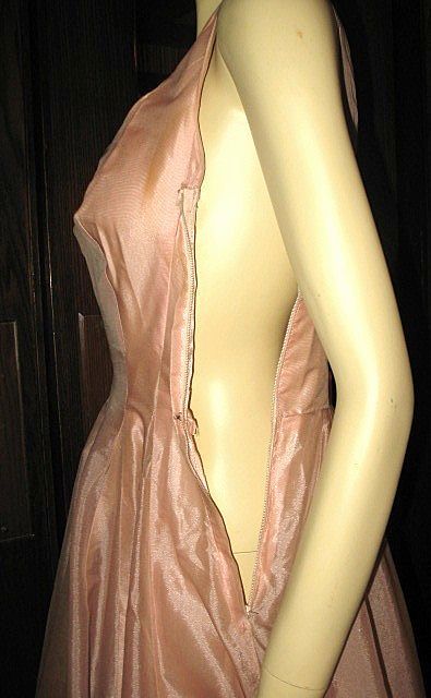 1950s Vintage Dress Coral Pink Organza Size XS 1950s Vintage Dress Coral Pink Organza Size XS
