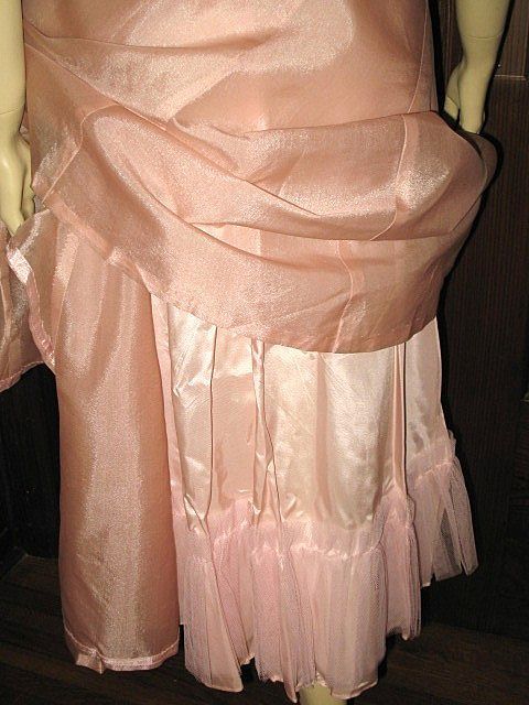 1950s Vintage Dress Coral Pink Organza Size XS 1950s Vintage Dress Coral Pink Organza Size XS