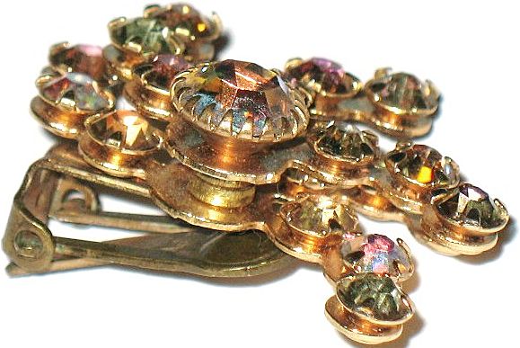 Vintage Jewelry Earrings Tiered Amber AB Glass Vintage Jewelry Earrings Tiered Amber AB Glass