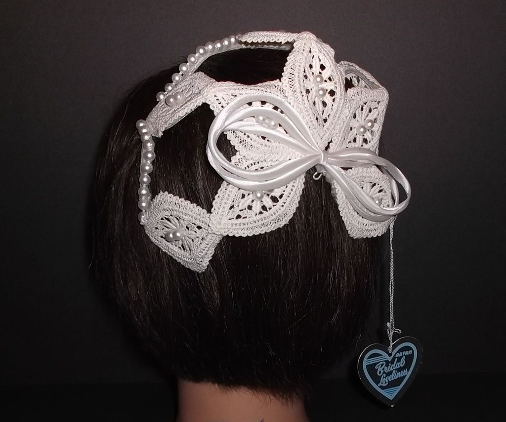 1950s Vintage Bridal Headpiece Ivory Crochet Lace Juliet Cap with Pearls New Old Stock 1950s Vintage Bridal Headpiece Ivory Crochet Lace Juliet Cap with Pearls New Old Stock