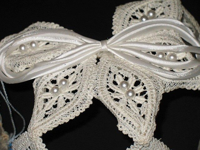 1950s Vintage Bridal Headpiece Ivory Crochet Lace Juliet Cap with Pearls New Old Stock 1950s Vintage Bridal Headpiece Ivory Crochet Lace Juliet Cap with Pearls New Old Stock