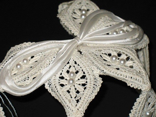 1950s Vintage Bridal Headpiece Ivory Crochet Lace Juliet Cap with Pearls New Old Stock 1950s Vintage Bridal Headpiece Ivory Crochet Lace Juliet Cap with Pearls New Old Stock