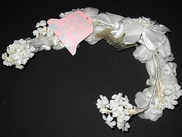 1960s Vintage Bridal Headpiece White Silk Floral Wreath New Old Stock 1960s Vintage Bridal Headpiece White Silk Floral Wreath New Old Stock