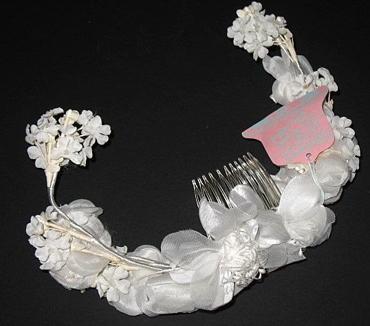 1960s Vintage Bridal Headpiece White Silk Floral Wreath New Old Stock 1960s Vintage Bridal Headpiece White Silk Floral Wreath New Old Stock