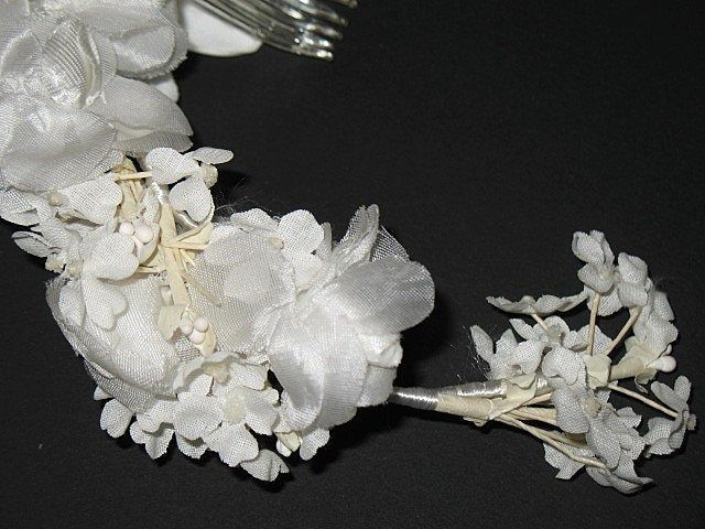 1960s Vintage Bridal Headpiece White Silk Floral Wreath New Old Stock 1960s Vintage Bridal Headpiece White Silk Floral Wreath New Old Stock