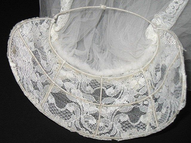 1950s Vintage Bridal Veil & Headpiece White Lace & Pearls New Old Stock 1950s Vintage Bridal Veil & Headpiece White Lace & Pearls New Old Stock