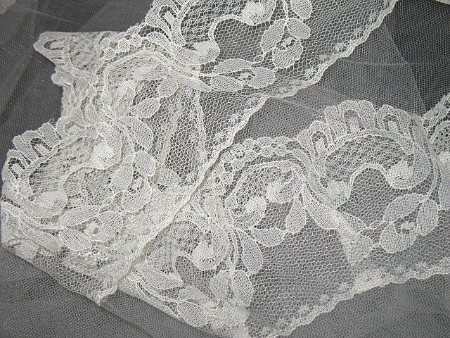 1950s Vintage Bridal Veil & Headpiece White Lace & Pearls New Old Stock 1950s Vintage Bridal Veil & Headpiece White Lace & Pearls New Old Stock