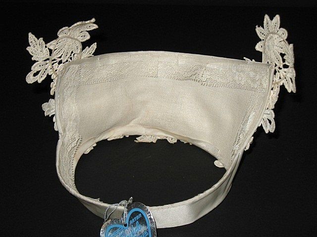 1960s Vintage Bridal Headpiece Ivory Satin & Crochet Lace Tiara with Pearls New Old Stock 1960s Vintage Bridal Headpiece Ivory Satin & Crochet Lace Tiara with Pearls New Old Stock