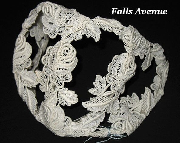 1960s Vintage Bridal Headpiece Off White Crochet Lace Juliet Cap New Old Stock 1960s Vintage Bridal Headpiece Off White Crochet Lace Juliet Cap New Old Stock