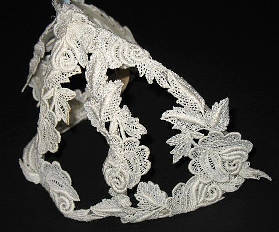 1960s Vintage Bridal Headpiece Off White Crochet Lace Juliet Cap New Old Stock 1960s Vintage Bridal Headpiece Off White Crochet Lace Juliet Cap New Old Stock